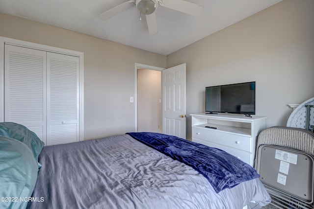 316 Bay Cir, North Topsail Beach, NC 28460 - bedroom with a closet and ceiling fan