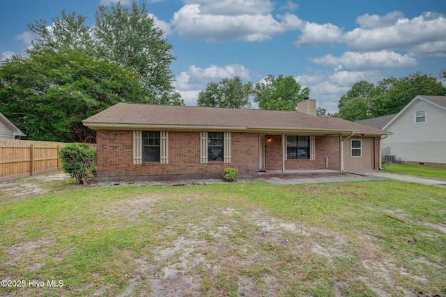 4448 Jamey Ct, Wilmington, NC 28405 - ranch-style home with brick siding, a chimney, and central air condition unit