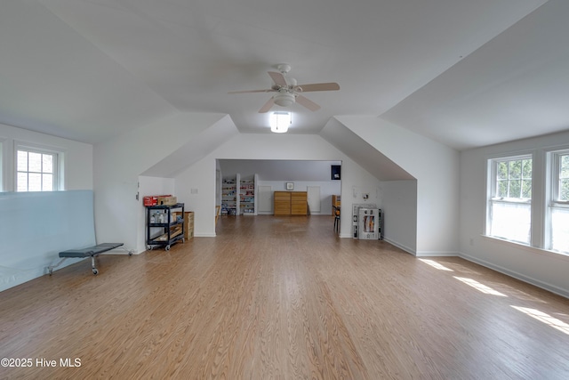 315 Thomas Pl, Washington, NC 27889 - additional living space with wood finished floors, ceiling fan, vaulted ceiling, plenty of natural light, and baseboards