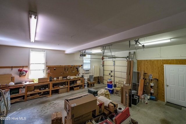 315 Thomas Pl, Washington, NC 27889 - garage with a workshop area and wood walls