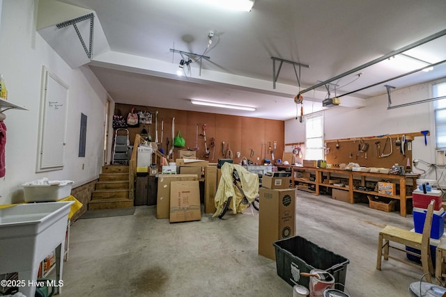 315 Thomas Pl, Washington, NC 27889 - garage featuring a workshop area and a garage door opener