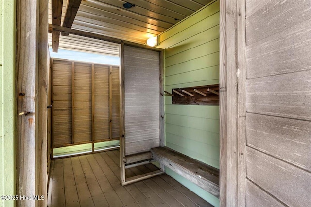 939 Ocean Blvd W, Holden Beach, NC 28462 - relaxing sauna / steam room featuring wooden walls, wood-type flooring, and wooden ceiling