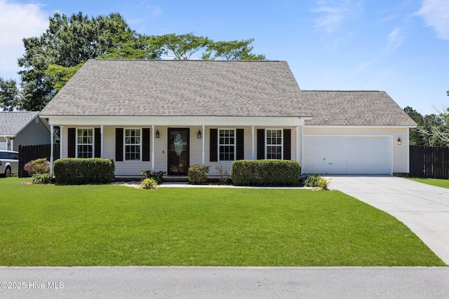 119 Cobblestone Trl, Jacksonville, NC 28546 - cape cod-style house featuring a garage, concrete driveway, covered porch, and a shingled roof