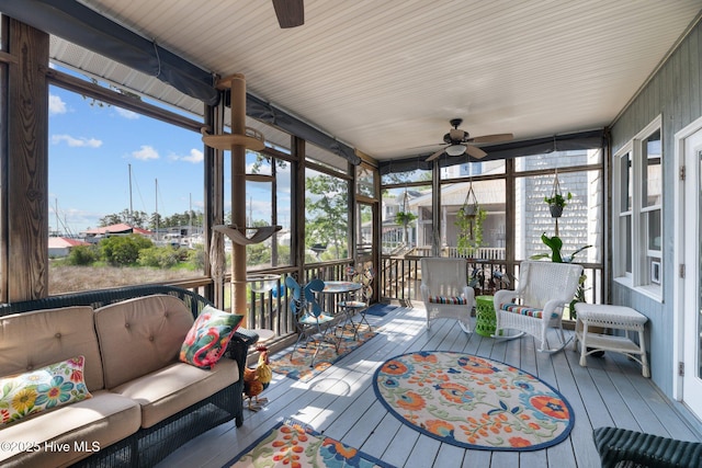 1404 Tosto Cir Apt 5, Oriental, NC 28571 - sunroom / solarium featuring ceiling fan and an outdoor living space