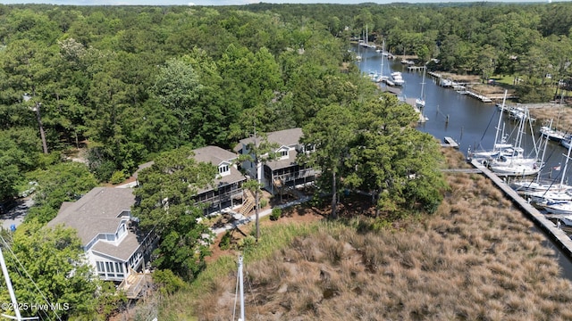 1404 Tosto Cir Apt 5, Oriental, NC 28571 - drone / aerial view of a large body of water and a heavily wooded area