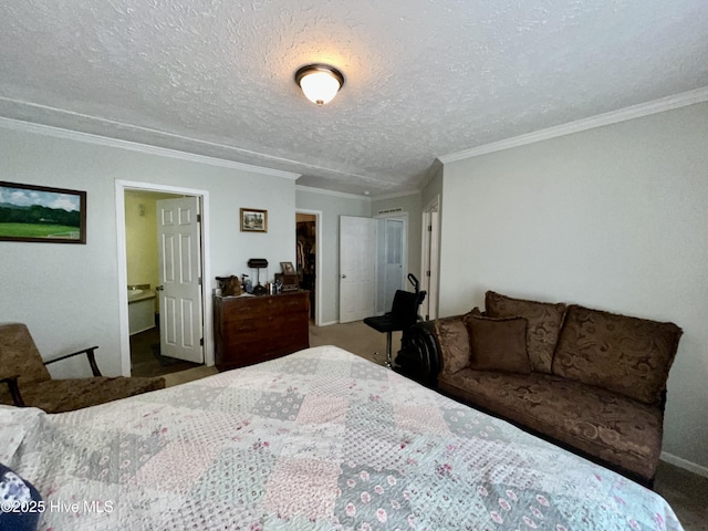 22541 Henry St, Laurel Hill, NC 28351 - bedroom with ornamental molding, carpet flooring, and a textured ceiling