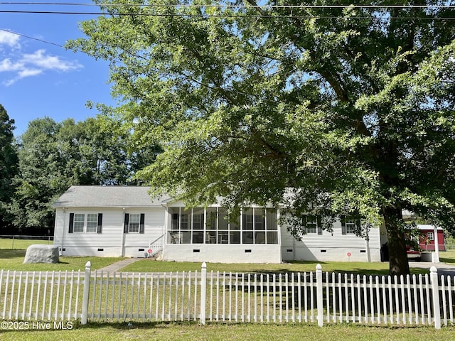 22541 Henry St, Laurel Hill, NC 28351 - view of property hidden behind natural elements with crawl space and a sunroom
