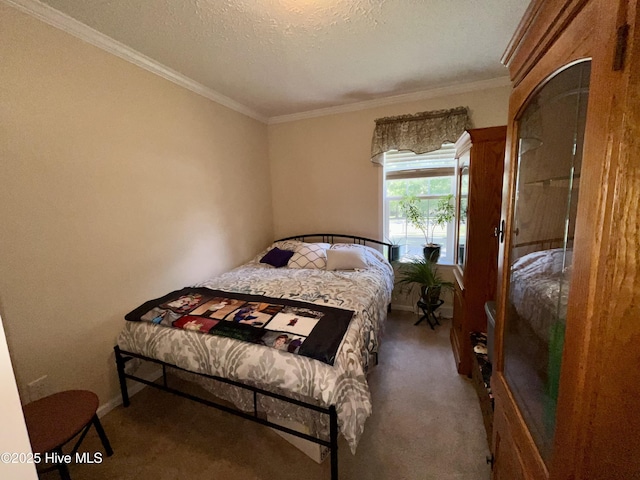 22541 Henry St, Laurel Hill, NC 28351 - carpeted bedroom featuring ornamental molding, a textured ceiling, and baseboards