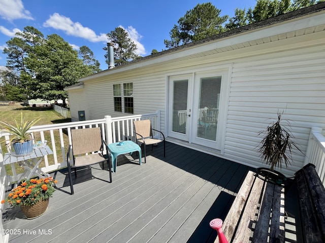 22541 Henry St, Laurel Hill, NC 28351 - wooden deck with french doors