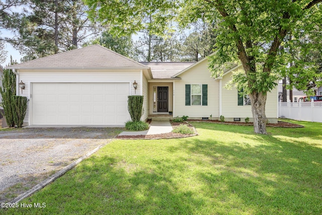 130 Woodgreen Ln, Aberdeen, NC 28315 - ranch-style home with gravel driveway and a garage