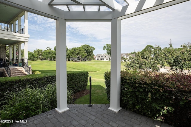 1401 Regatta Dr, Wilmington, NC 28405 - view of patio featuring golf course view and a pergola