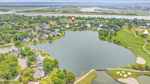 1401 Regatta Dr, Wilmington, NC 28405 - aerial view of residential area featuring a large body of water and a golf course