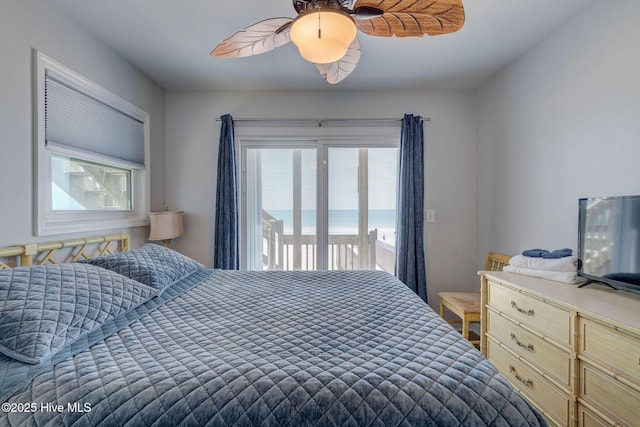 2006 N Shore Dr Unit B, Surf City, NC 28445 - bedroom with access to outside and a ceiling fan