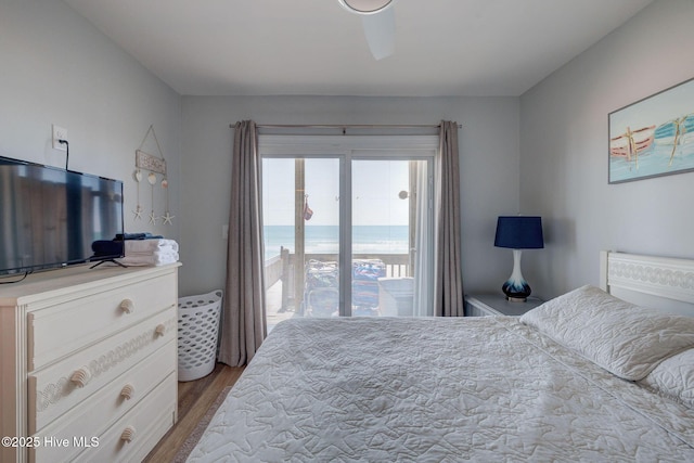 2006 N Shore Dr Unit B, Surf City, NC 28445 - bedroom featuring wood finished floors and ceiling fan