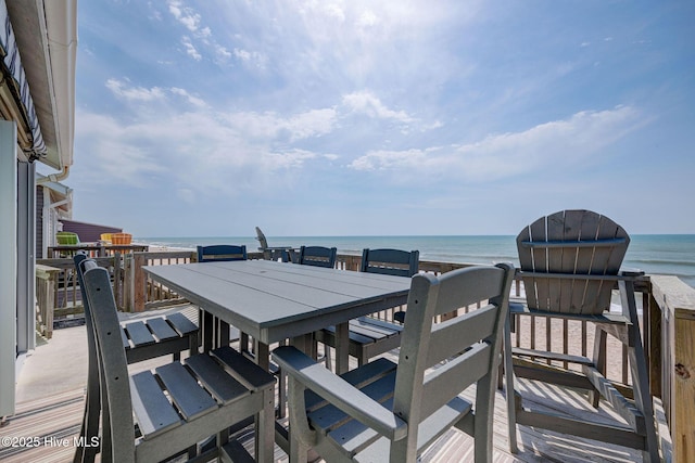 2006 N Shore Dr Unit B, Surf City, NC 28445 - wooden terrace with a water view and outdoor dining space