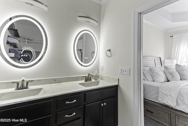 2212 Lakeside Cir, Wilmington, NC 28401 - full bathroom featuring ornamental molding and double vanity