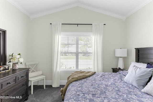 2212 Lakeside Cir, Wilmington, NC 28401 - bedroom with carpet floors, vaulted ceiling, and crown molding