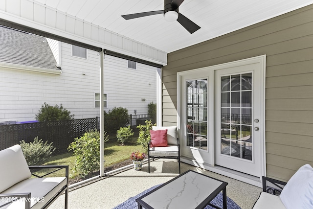 2212 Lakeside Cir, Wilmington, NC 28401 - sunroom / solarium with a ceiling fan and outdoor lounge area