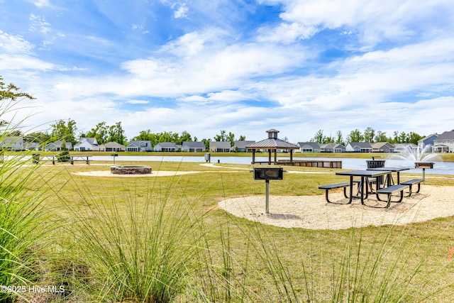 2212 Lakeside Cir, Wilmington, NC 28401 - view of property's community with a gazebo, a yard, a residential view, and an outdoor fire pit