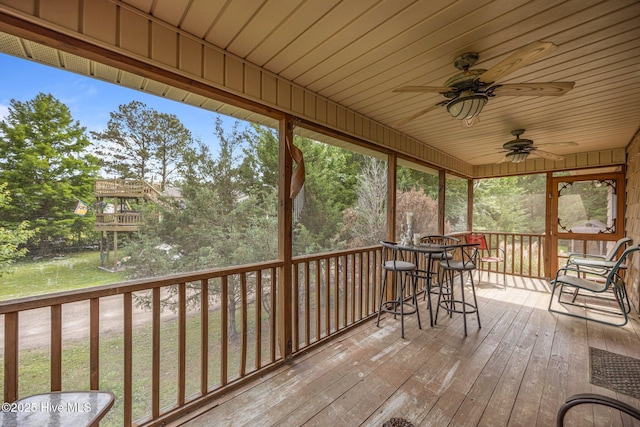 1005 Pirate Cove Cir, Oriental, NC 28571 - wooden deck with a ceiling fan