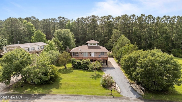 1005 Pirate Cove Cir, Oriental, NC 28571 - aerial view of property and surrounding area with a heavily wooded area
