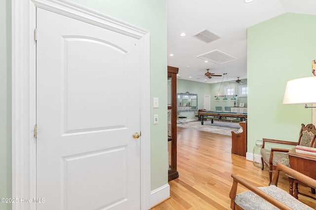 291 Live Oak Rd, Newport, NC 28570 - hallway featuring light wood-style floors, recessed lighting, and baseboards