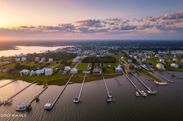 291 Live Oak Rd, Newport, NC 28570 - aerial view at dusk of a water view and a residential view