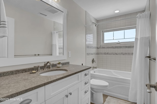 1205 Kings Lndg, Hampstead, NC 28443 - full bathroom with vanity, shower / bath combination with curtain, and toilet
