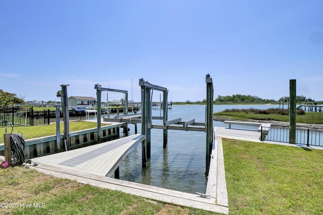 1205 Kings Lndg, Hampstead, NC 28443 - dock area featuring boat lift and a water view