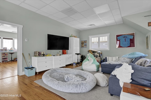 1205 Kings Lndg, Hampstead, NC 28443 - living room with a drop ceiling, healthy amount of natural light, and wood finished floors