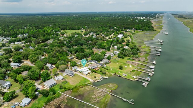 1205 Kings Lndg, Hampstead, NC 28443 - aerial view of property's location with a large body of water and a forest