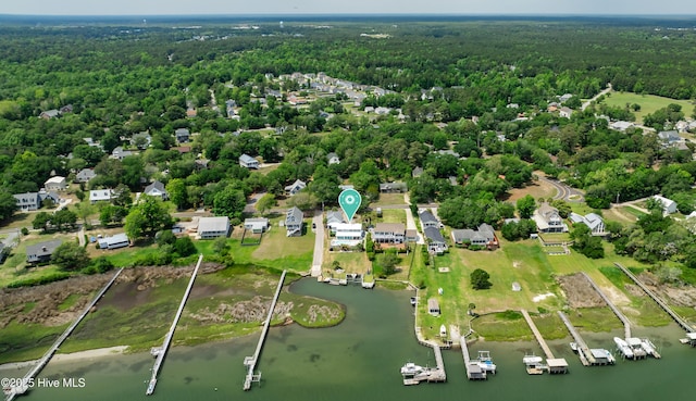 1205 Kings Lndg, Hampstead, NC 28443 - aerial view of property's location with a heavily wooded area and a nearby body of water