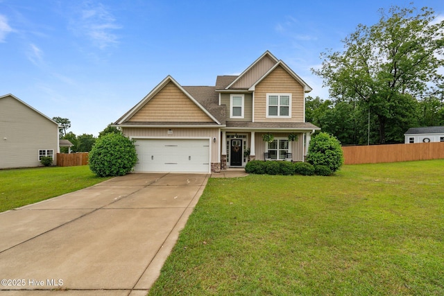 456 N Prince Henry Way, Cameron, NC 28326 - craftsman-style house with board and batten siding, a garage, concrete driveway, and a porch