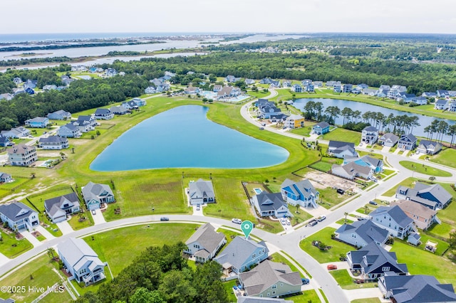 557 Moss Lake Ln, Holly Ridge, NC 28445 - aerial perspective of suburban area featuring a large body of water
