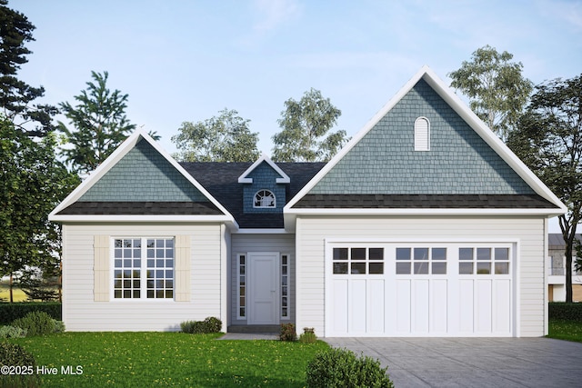 309 River Oats Ct, Holly Ridge, NC 28445 - view of front of home featuring concrete driveway, a garage, roof with shingles, and a front yard