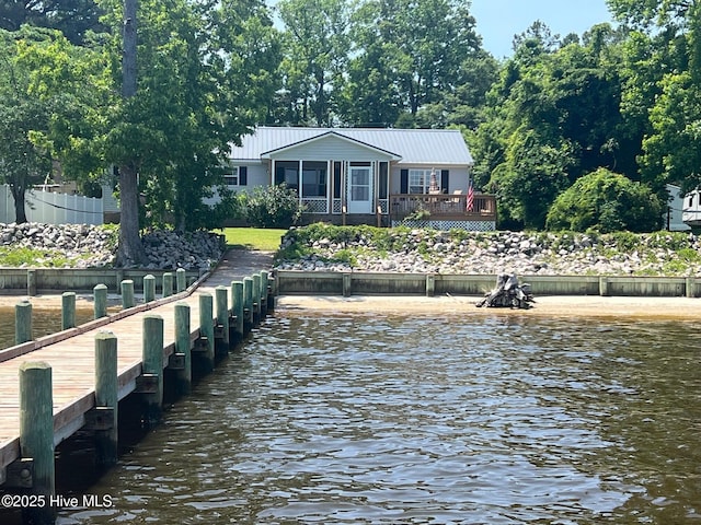 1683 Sparrow Bay Rd, Blounts Creek, NC 27814 - dock featuring a deck with water view