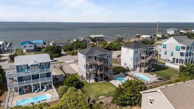 1905 Emerald Dr, Emerald Isle, NC 28594 - aerial view of residential area featuring a pool area and a large body of water
