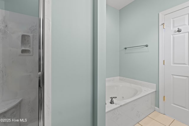 288 Atlantic Ct SW, Supply, NC 28462 - full bathroom with a tub with jets, a marble finish shower, and tile patterned flooring