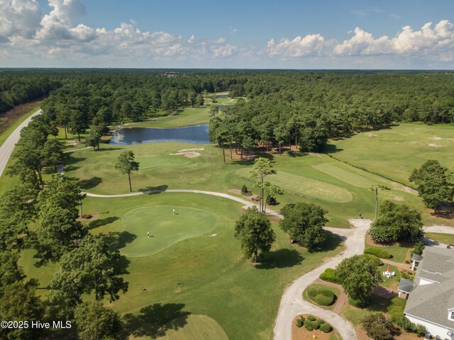 106 N Shore Dr, Sneads Ferry, NC 28460 - aerial view of property and surrounding area featuring a large body of water, a forest, and a golf course
