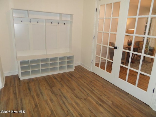 108 Swan Point Rd, Bayboro, NC 28515 - mudroom featuring wood finished floors, baseboards, and french doors