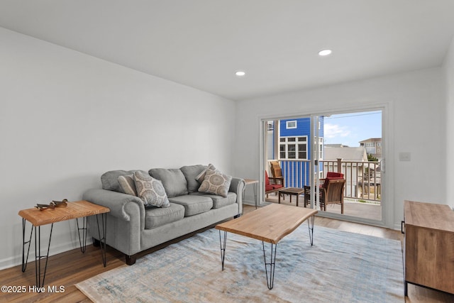 1503 Carolina Beach Ave N Unit 2A, Carolina Beach, NC 28428 - living room featuring wood finished floors, baseboards, and recessed lighting