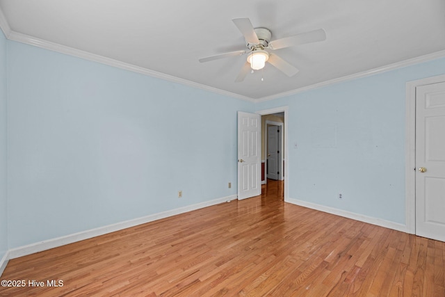 1510 Lucerne Way, New Bern, NC 28560 - empty room featuring light wood-type flooring, baseboards, ornamental molding, and ceiling fan