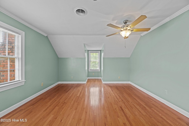 1510 Lucerne Way, New Bern, NC 28560 - bonus room with baseboards, light wood-style floors, lofted ceiling, and a ceiling fan