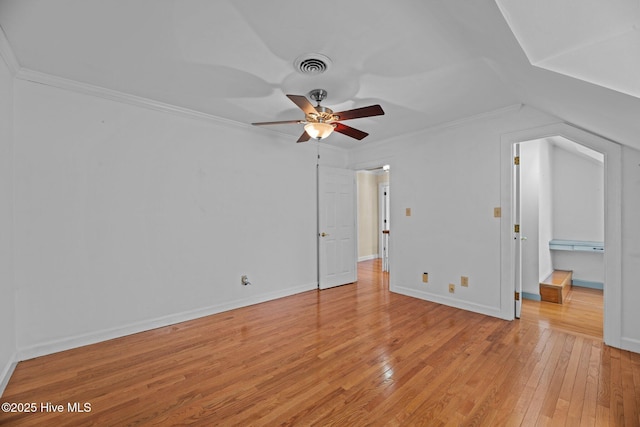 1510 Lucerne Way, New Bern, NC 28560 - unfurnished living room with light wood-style flooring, ceiling fan, baseboards, and crown molding