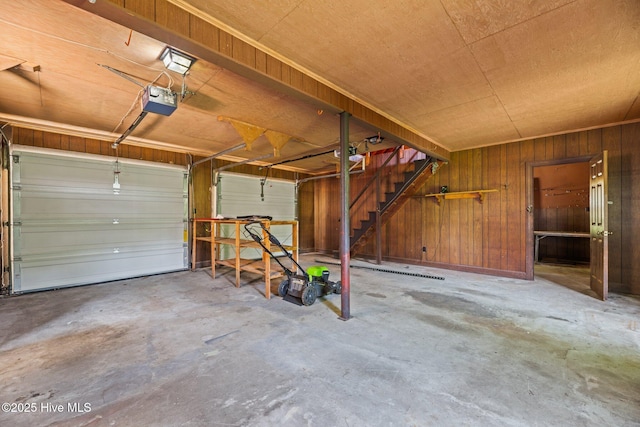 1510 Lucerne Way, New Bern, NC 28560 - garage featuring wooden walls and a garage door opener