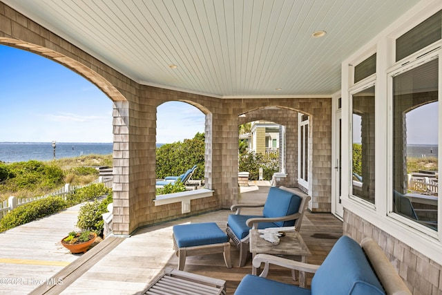218 Row Boat Row, Bald Head Island, NC 28461 - view of patio / terrace featuring a water view