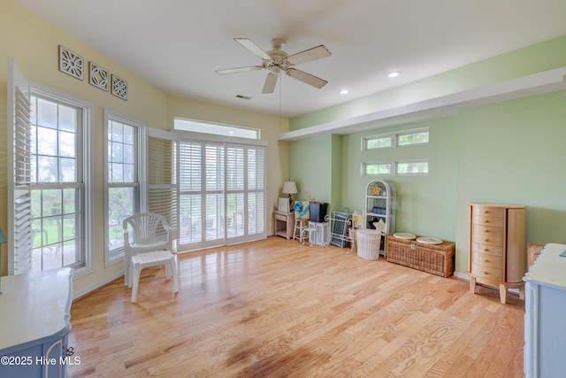 7120 Orchard Trce, Wilmington, NC 28409 - office area featuring ceiling fan, wood finished floors, and recessed lighting