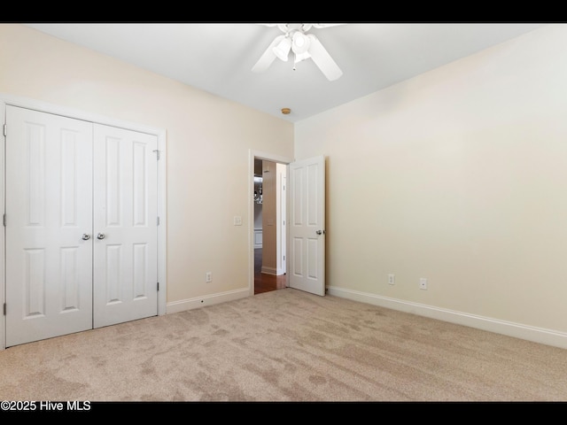 822 Lambrook Dr, Wilmington, NC 28411 - unfurnished bedroom featuring carpet, baseboards, a closet, and ceiling fan
