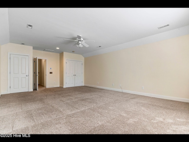 822 Lambrook Dr, Wilmington, NC 28411 - unfurnished bedroom with carpet, baseboards, lofted ceiling, recessed lighting, and ceiling fan