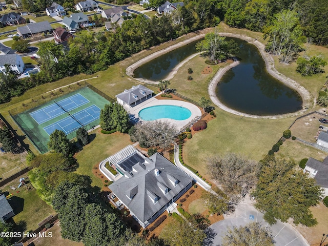 822 Lambrook Dr, Wilmington, NC 28411 - aerial overview of property's location with a nearby body of water and a pool area
